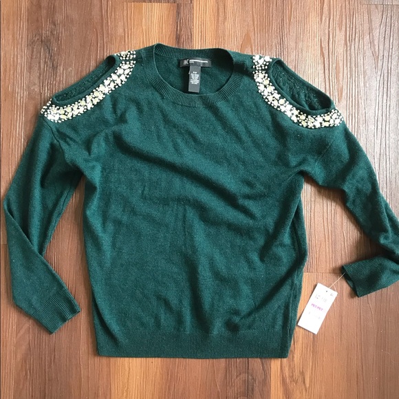 INC International Concepts Tops - NWT INC emerald forest green jeweled sweater top